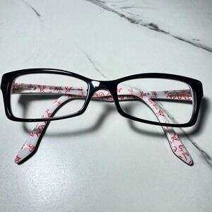 Ray-Ban RB 5234 5014 Black White Red Logo‎ Script Rectangular Eyeglass Frames